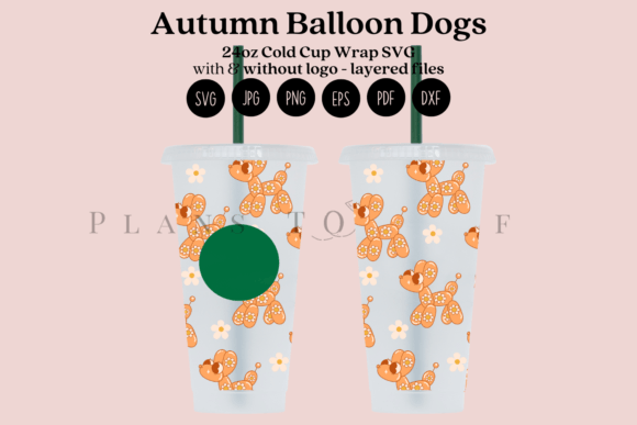 Autumn Balloon Dog 24oz Cold Cup Tumbler