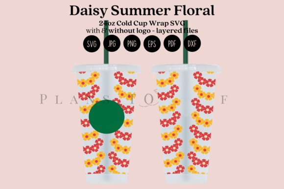 Daisy Floral Summer 24oz Cold Cup Wrap
