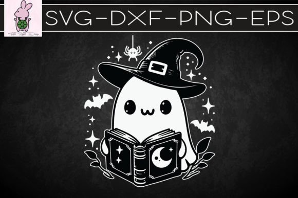 Ghost Book Reading Halloween SVG