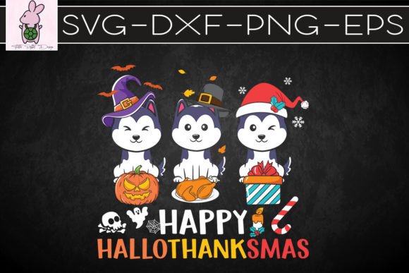 Husky Dog Happy Hallothanksmas