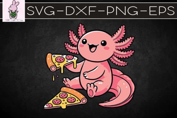 Kawaii Axolotl Eating Pizza SVG