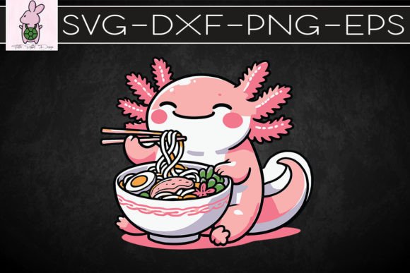 Kawaii Axolotl Eating Ramen Noodles SVG