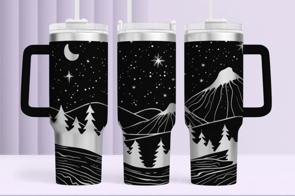 Mountain Scene Tumbler Wrap Laser SVG