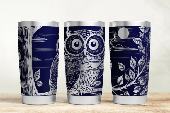Owl and Coffee Laser Wrap