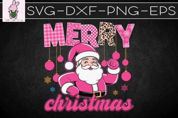 Pink Santa Christmas Happy New Year SVG