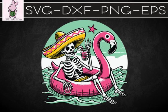 Skeleton Flamingo Vacation Beach SVG