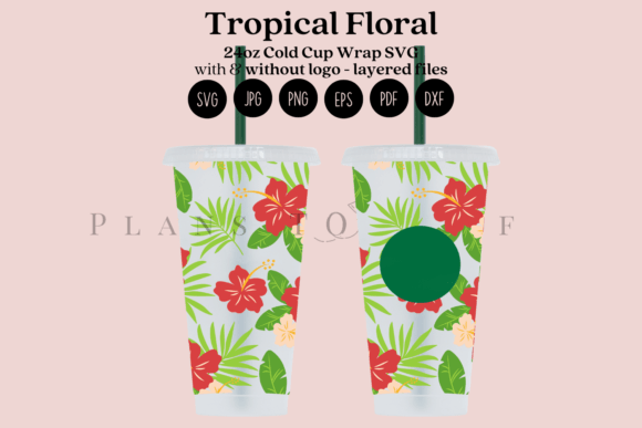 Tropical Floral Summer 24oz Cold Cup