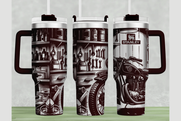 Vintage Motorcycle Stanley 40oz Laser